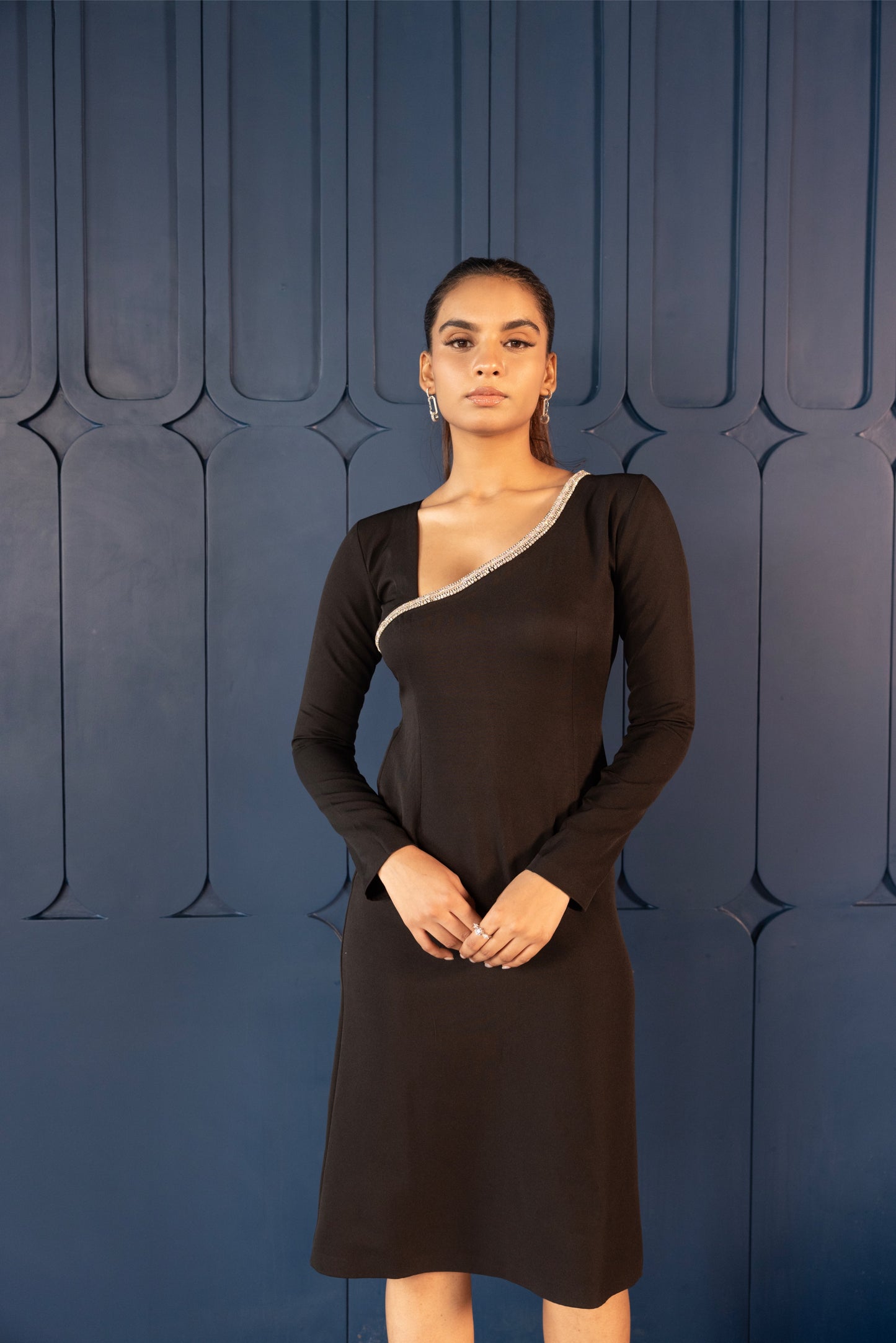 Shoulder Embellished Neckline Dress (Full Sleeves)