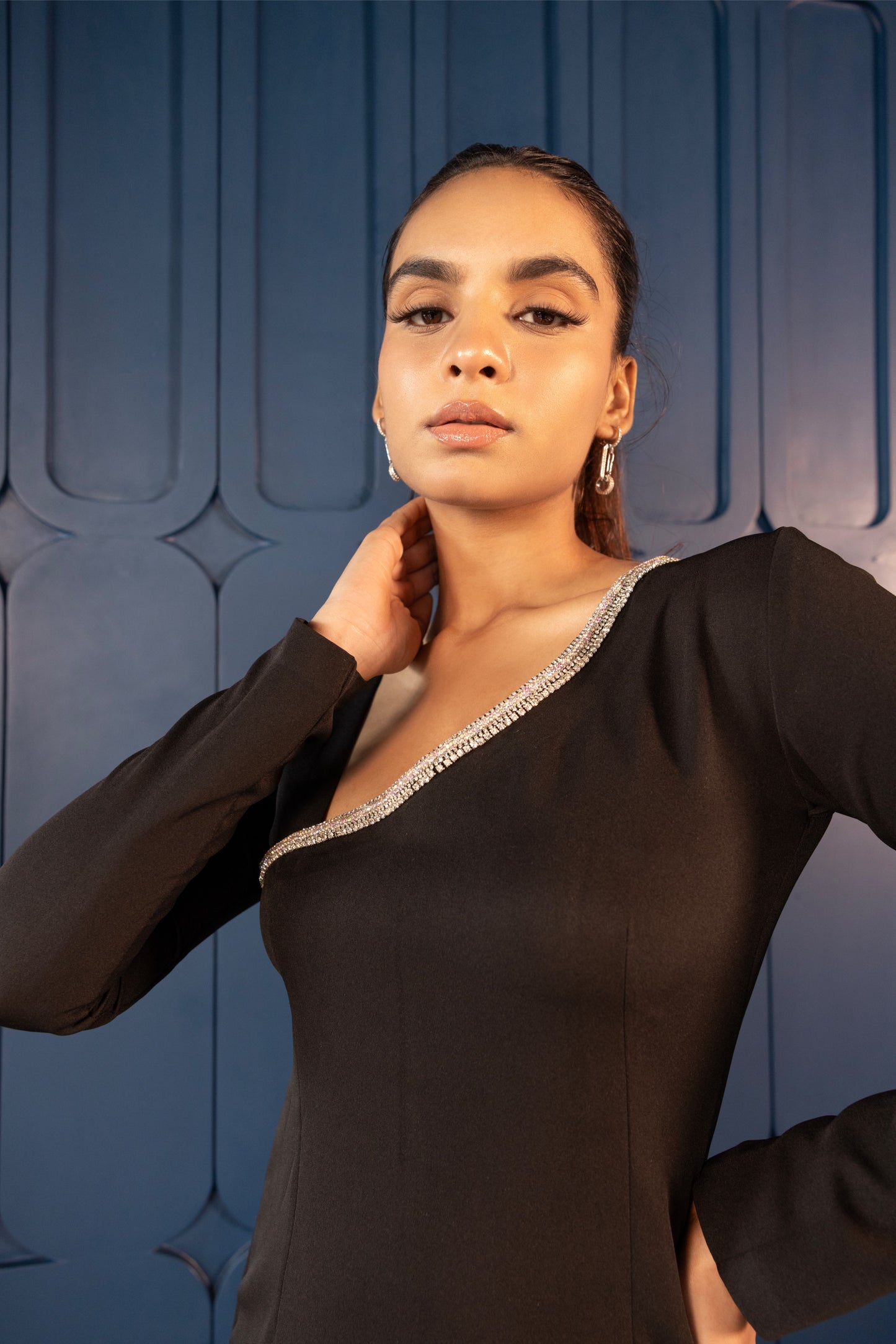 Shoulder Embellished Neckline Dress (Full Sleeves)