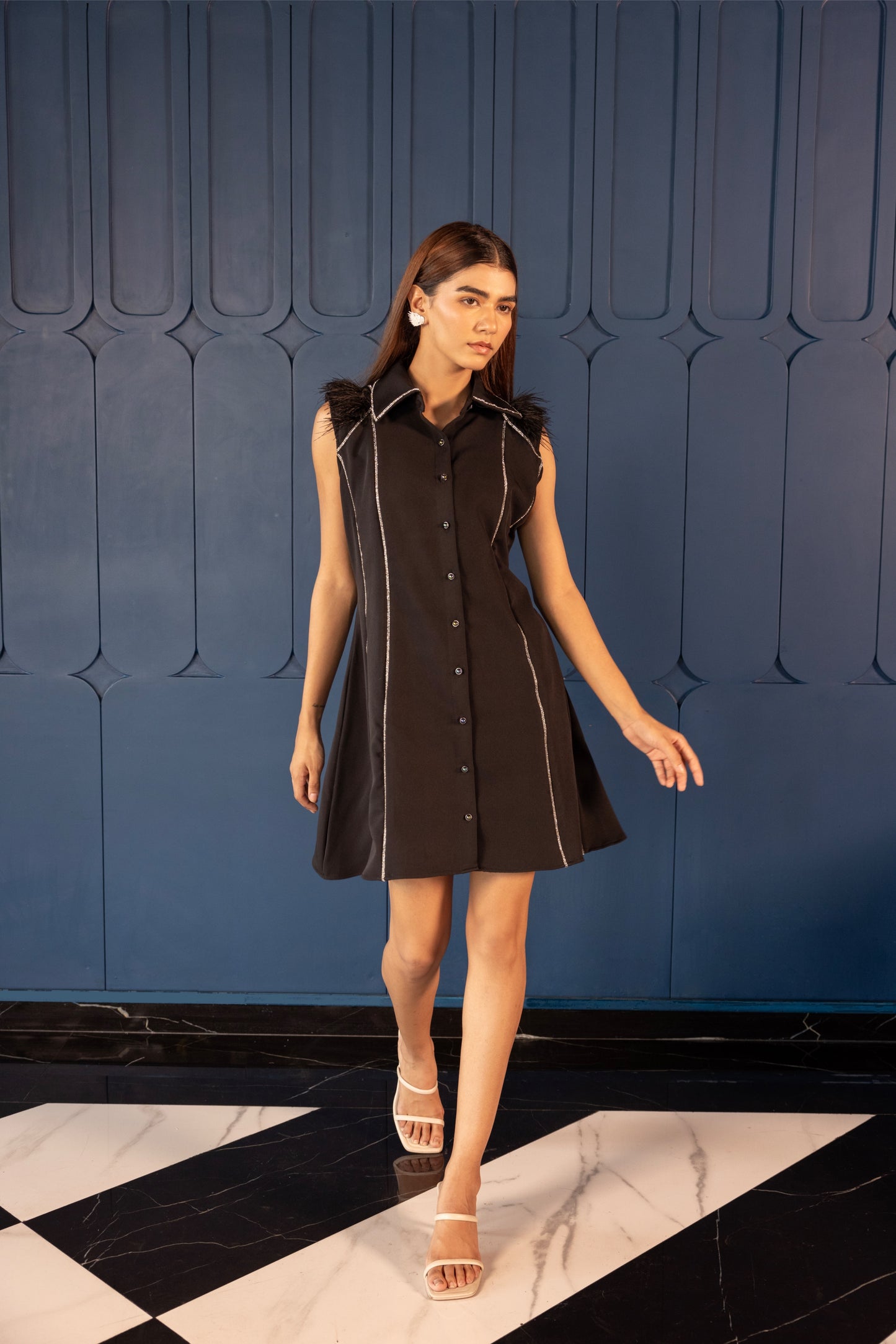 Noir Curve – Black Shirt Dress