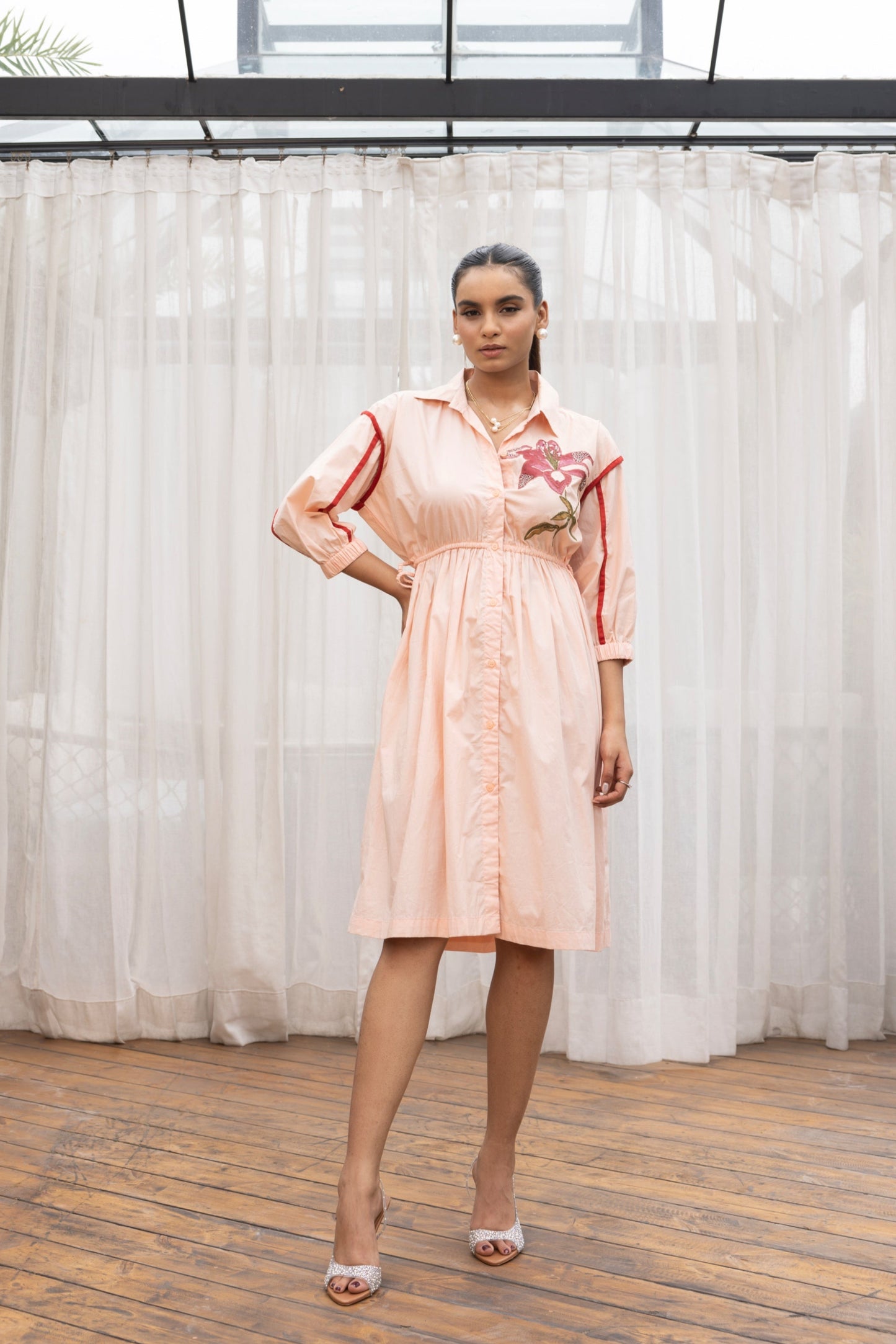 Blush Bloom Shirt Dress