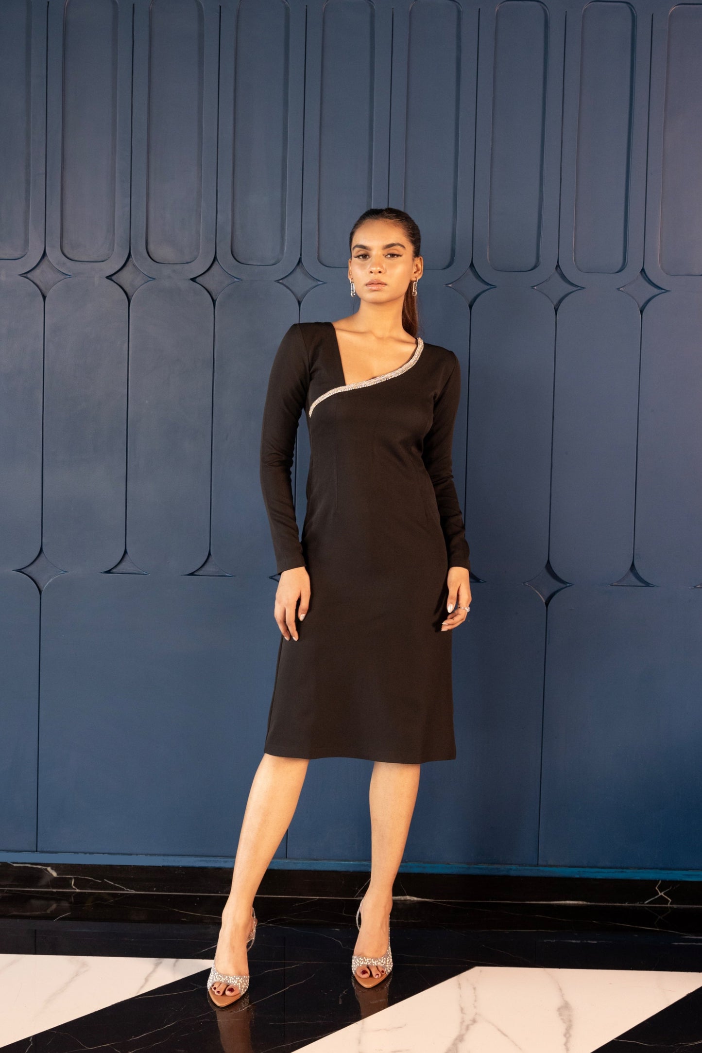 Shoulder Embellished Neckline Dress (Full Sleeves)