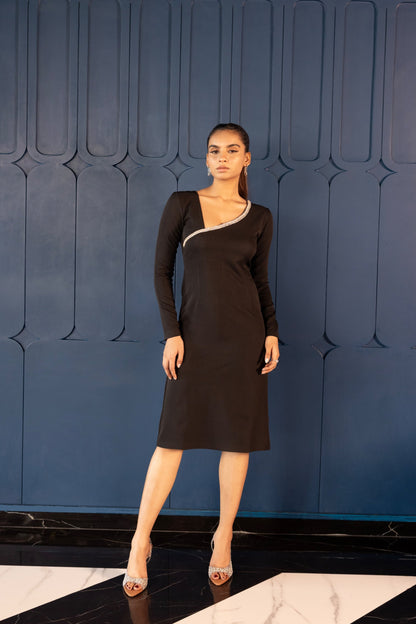 Shoulder Embellished Neckline Dress (Full Sleeves)