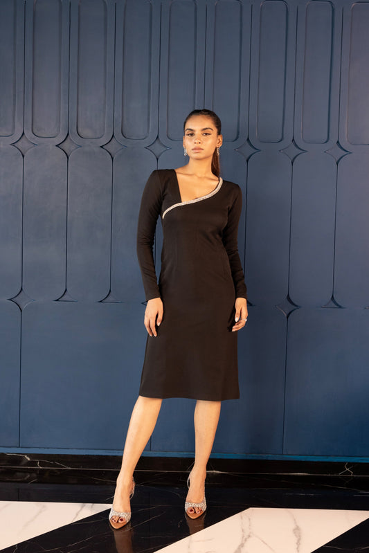 Shoulder Embellished Neckline Dress (Full Sleeves)