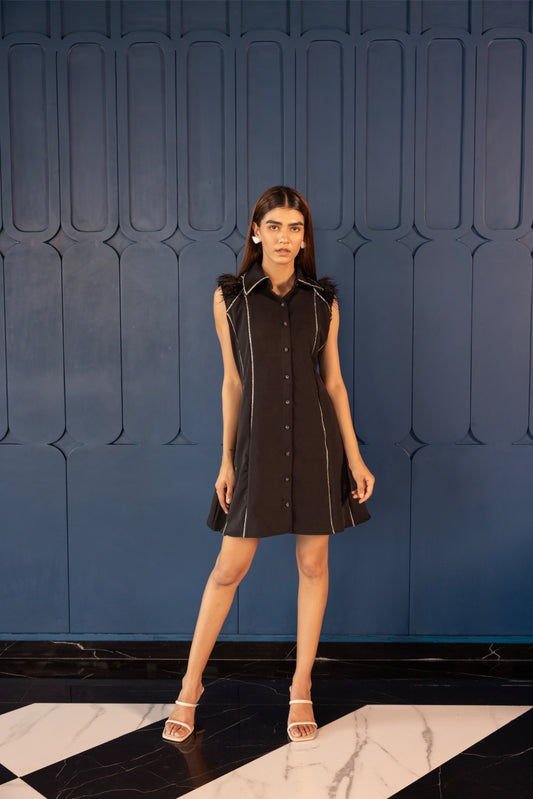 Noir Curve – Black Shirt Dress