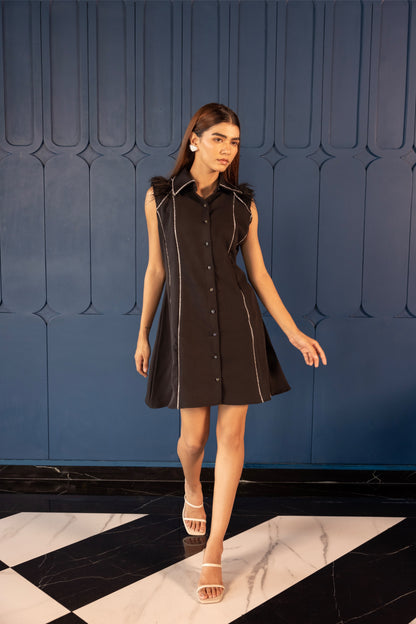 Noir Curve – Black Shirt Dress
