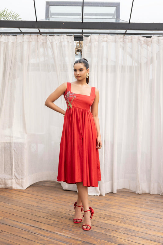 Scarlet Bloom Midi"