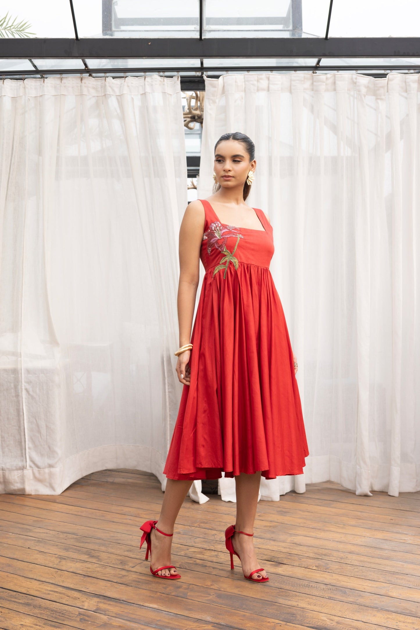 Scarlet Bloom Midi"