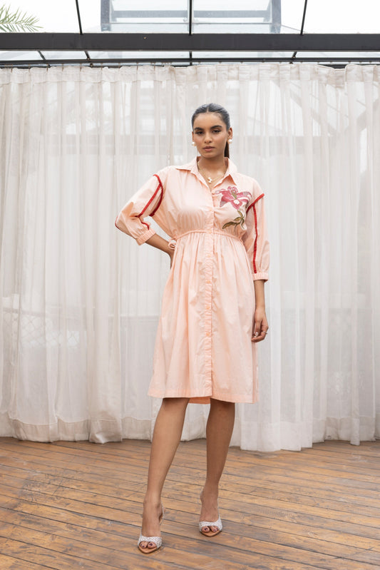 Blush Bloom Shirt Dress