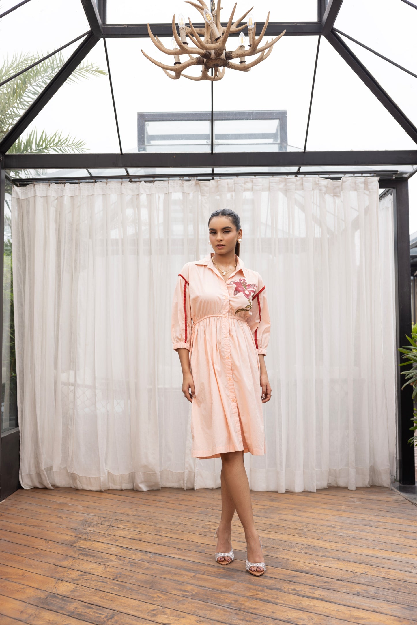 Blush Bloom Shirt Dress