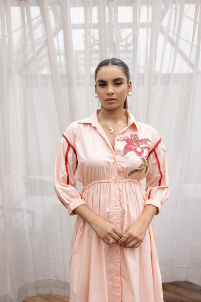 Blush Bloom Shirt Dress