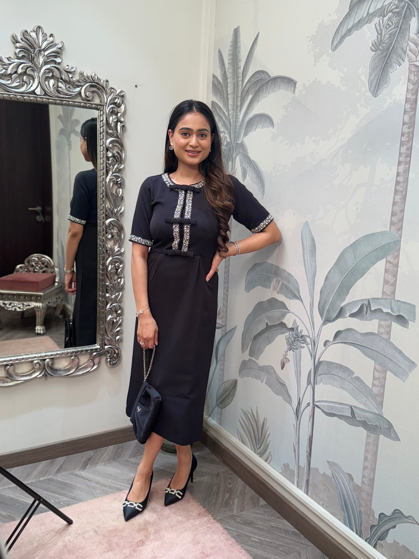 Noir Bow Dress- Black