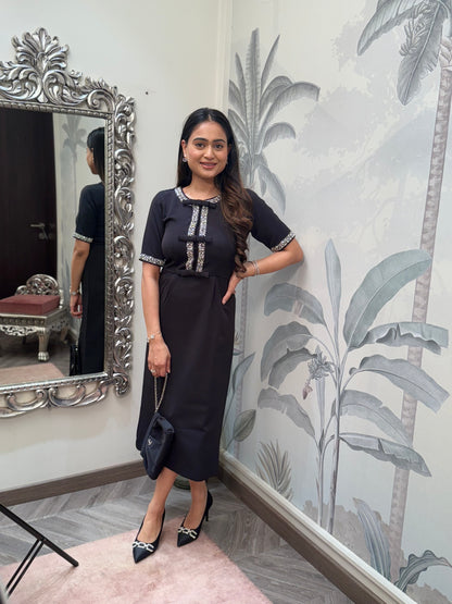 Noir Bow Dress- Black