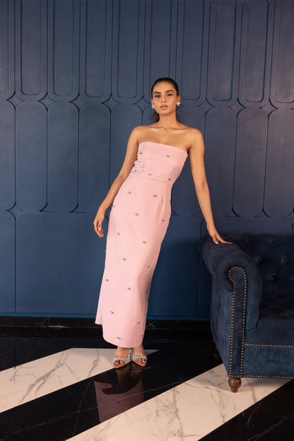 Strapless Baby Pink Embellished Gown