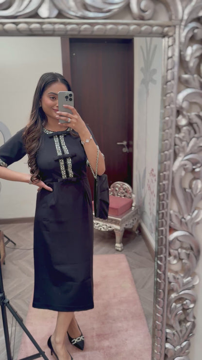 Noir Bow Dress- Black